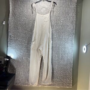 Stillwater Jumpsuit Linen Rayon Summer Tan Brown Small USA Made Relax Coastal